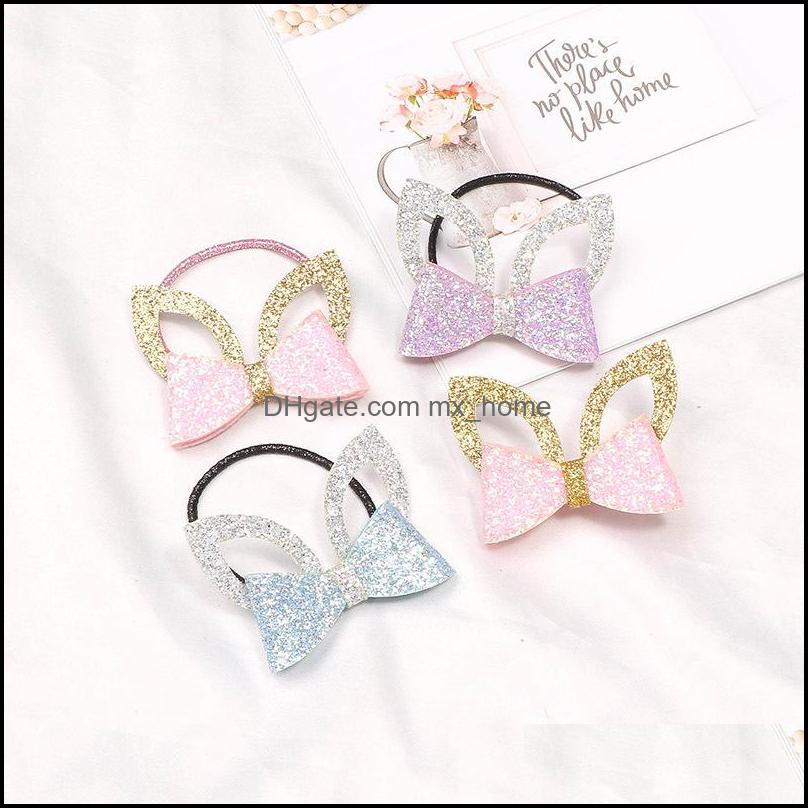

Hair Accessories 24Pc/Lot Glitter Felt Gold Leather Baby Girls Clip Sier Rabbit Ears Barrette Cute Animal Princess Mxhome Dh8Yz, Pink clips