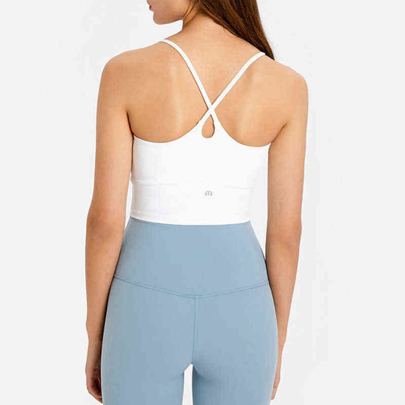 

Lulu Lu-dt173 Bras Brand Yoga Suit Spring Summer Color Contrast Cross Sports Vest Women's Bra Back Suspender Eoil, Silver grey