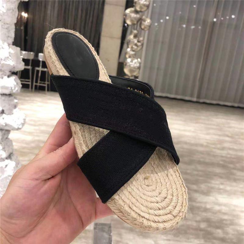 

2022 Jacquard Embroidered Gold Thread Fishermans Shoes Straw Woven Shoes Casual One Line Flat Slippers, Grey
