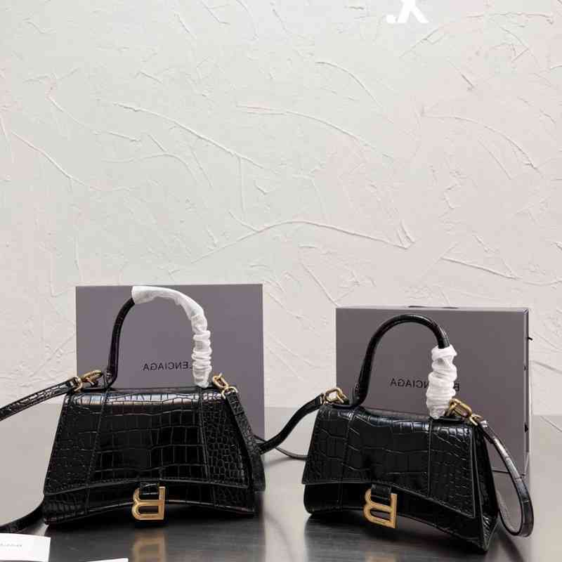 

Hourglass Designer Balenciga Handbag Bag Crocodile B-mark Women's Fashion Versatile One Shoulder Messenger Crossbody 1PKS, Black