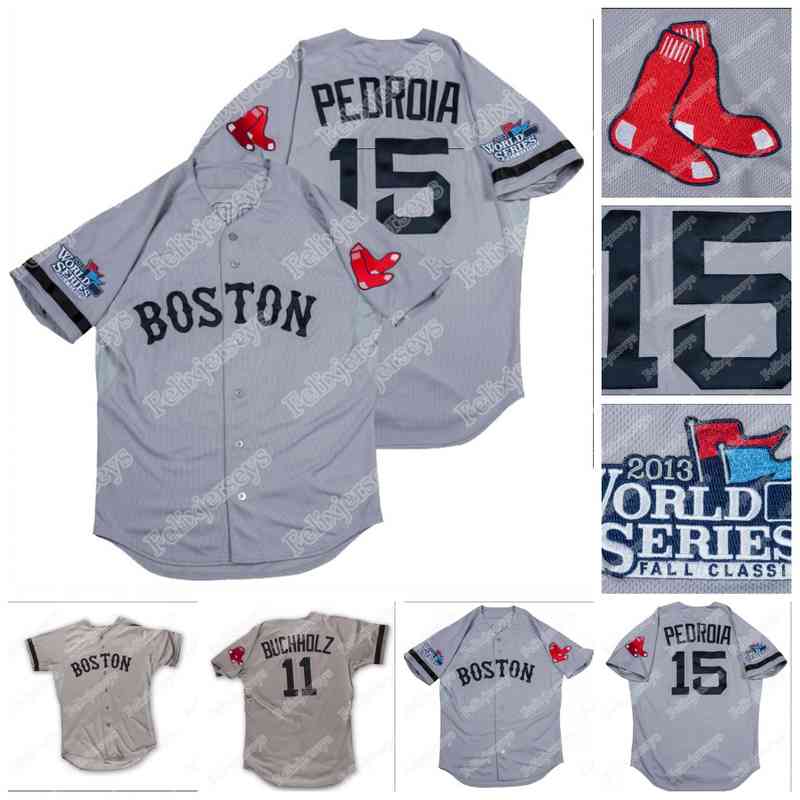 

C202 15 Dustin Pedroia 2013 World Series Baseball Jersey 11 Clay Buchholz 72 Xander Bogaerts 44 Jackie Bradley Jr. 10 Jose Iglesias, 1999 ws womens s-xxl