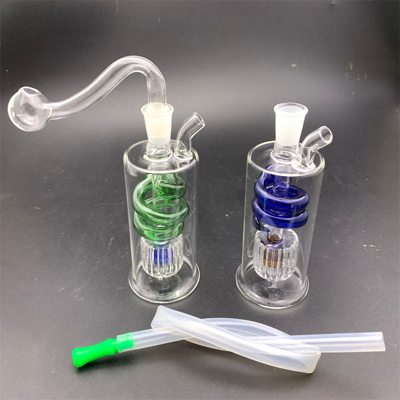 

Spiral percolate Bubbler Bong Ash Catcher Smoking Water Pipes Oil Rigs Dab Rig 10mm Joint glass oil burner pipe with smoking accessories