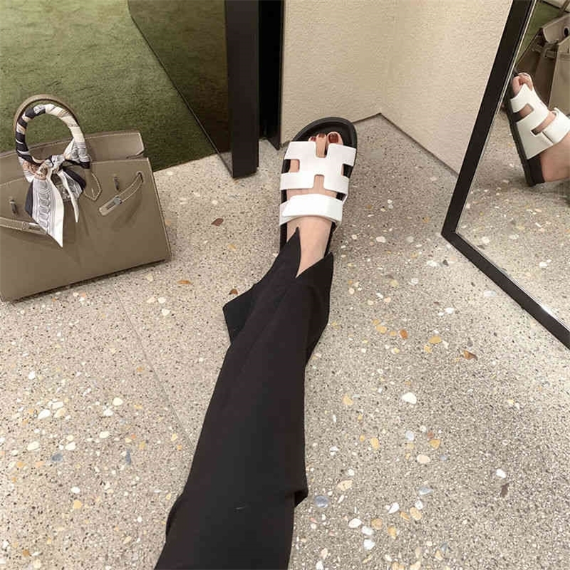 

Designer Herme Slippers Women Women Chypre Hshaped with Sandals Female Spring Summer Thick Velcro Casual Soft Soled Beach ShoesWith Dust Bag, Black suede