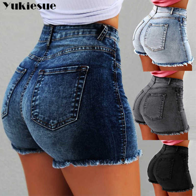 

Euro Style Women Denim Shorts Vintage High Waist Cuffed Jeans Street Wear Sexy Summer Spring Autumn Plus size 5xl 210608, Light blue