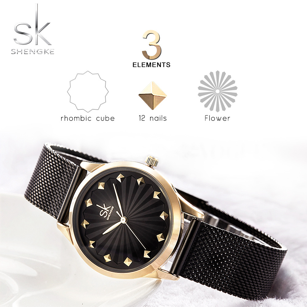 

2022 Shengke Women Watch Quartz Top Quality Fashion Wristwatches Ladies Gift Relogio Feminino Milan Mesh Band Lady C4, C1