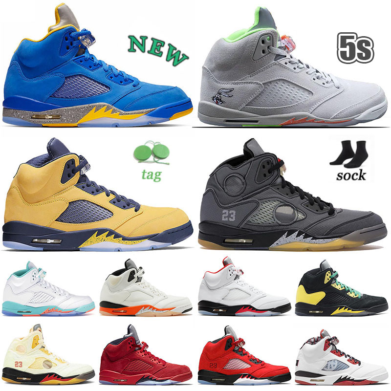 

Newest 5s Hare Helmet Grey Camo Authentic Jumpman 5 Basketball Shoes Trophy Room Fire Red Green Bean Light Aqua Blue Suede Metallic White Sneakers Designer Trianers, P41 40-47 racer blue