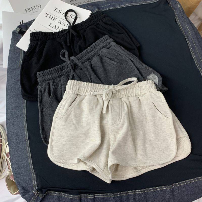 

Women' Shorts Fashion Summer Women Casual Fitness Loose High Elastic Waist Shorts Ladies Grey Black Solid