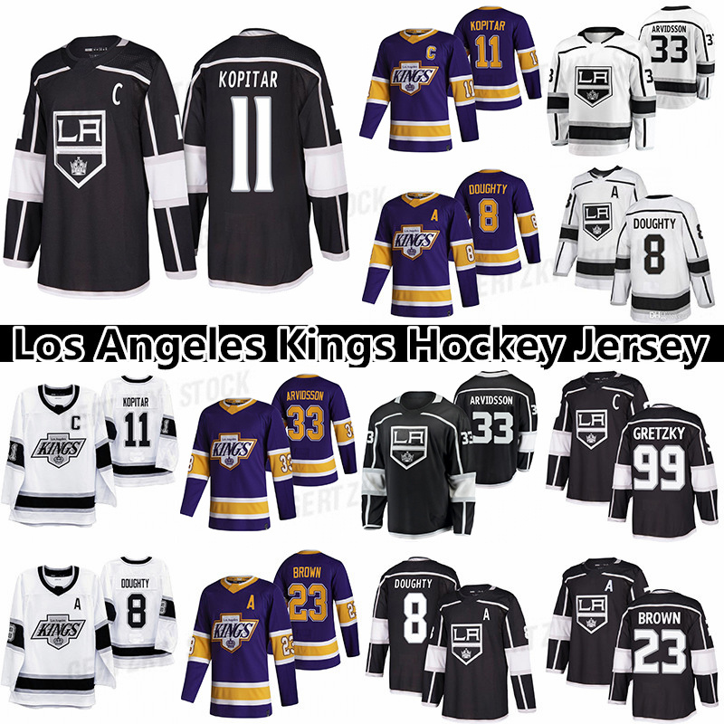 

Los''Angeles''Kings'' hockey jersey 8 Drew Doughty 11 Anze Kopitar 32 Jonathan Quick 33 Viktor Arvidsson 99 Wayne Gretzky jerseys, Purple reverse retro