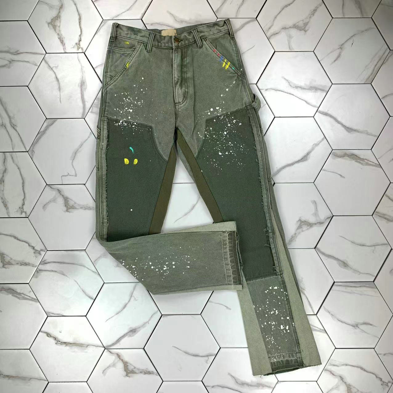 

PH540 High quality Mens jeans Distressed Motorcycle biker jean Rock Skinny Slim Ripped hole stripe Fashionable snake embroidery Denim pants, Army green