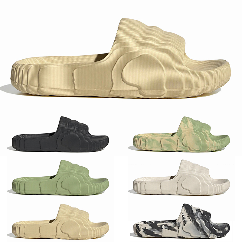 

fashion 2022 og designer sandals slippers adds adilette 22 slides for mens womens loafers platform magic lime desert sand black white foam rubber sandal with box, B5 black grey