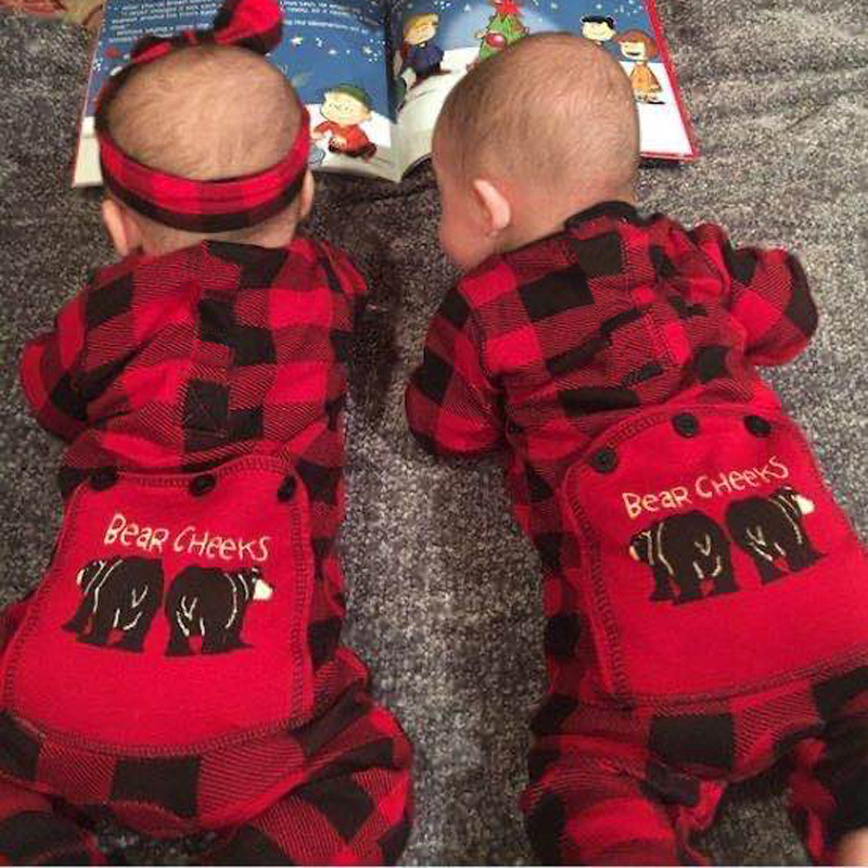 

New Fashion Newborn Baby Rompers Long Sleeve Baby Boy Girl Clothes Cotton Frock Christmas Plaid Clothing, Options