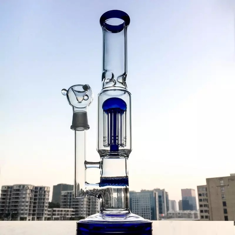 

Hookah Glass Bong 12" Percolator Pipes Honeycomb Disk Bong With Arm Tree Perc Vase Water Pipe Smoking Bubbler Bongs