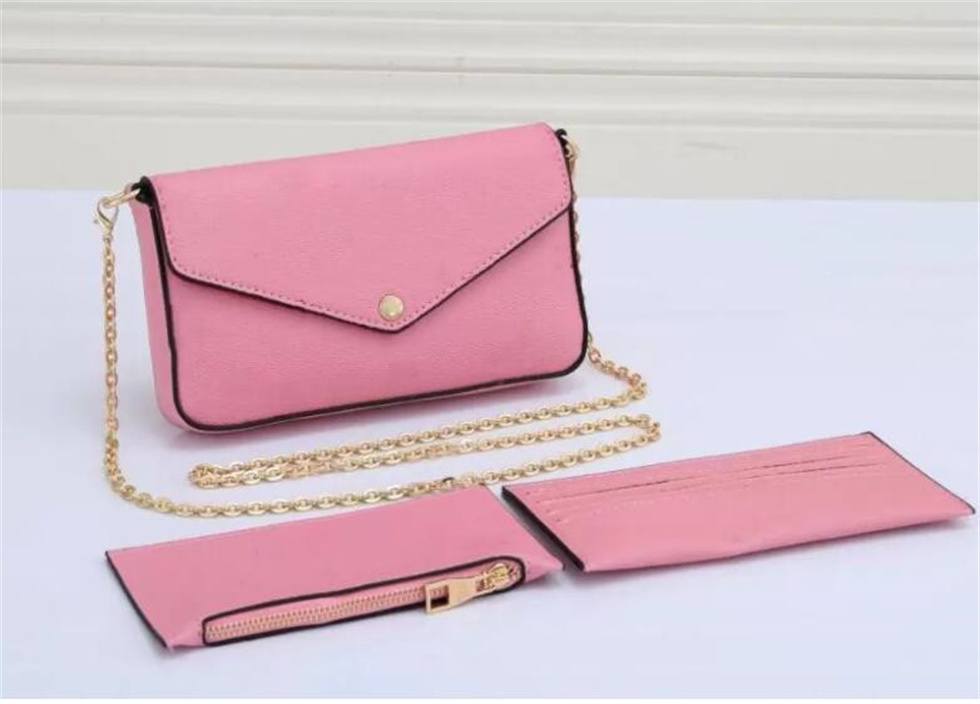 

Women Felicie bags Designer handbags chain 3pc totes cardholder Luxurys Shoulder Crossbody bag Pochette Trio PU Monograms messenger louisi purse vuiton wallet, Extra freight