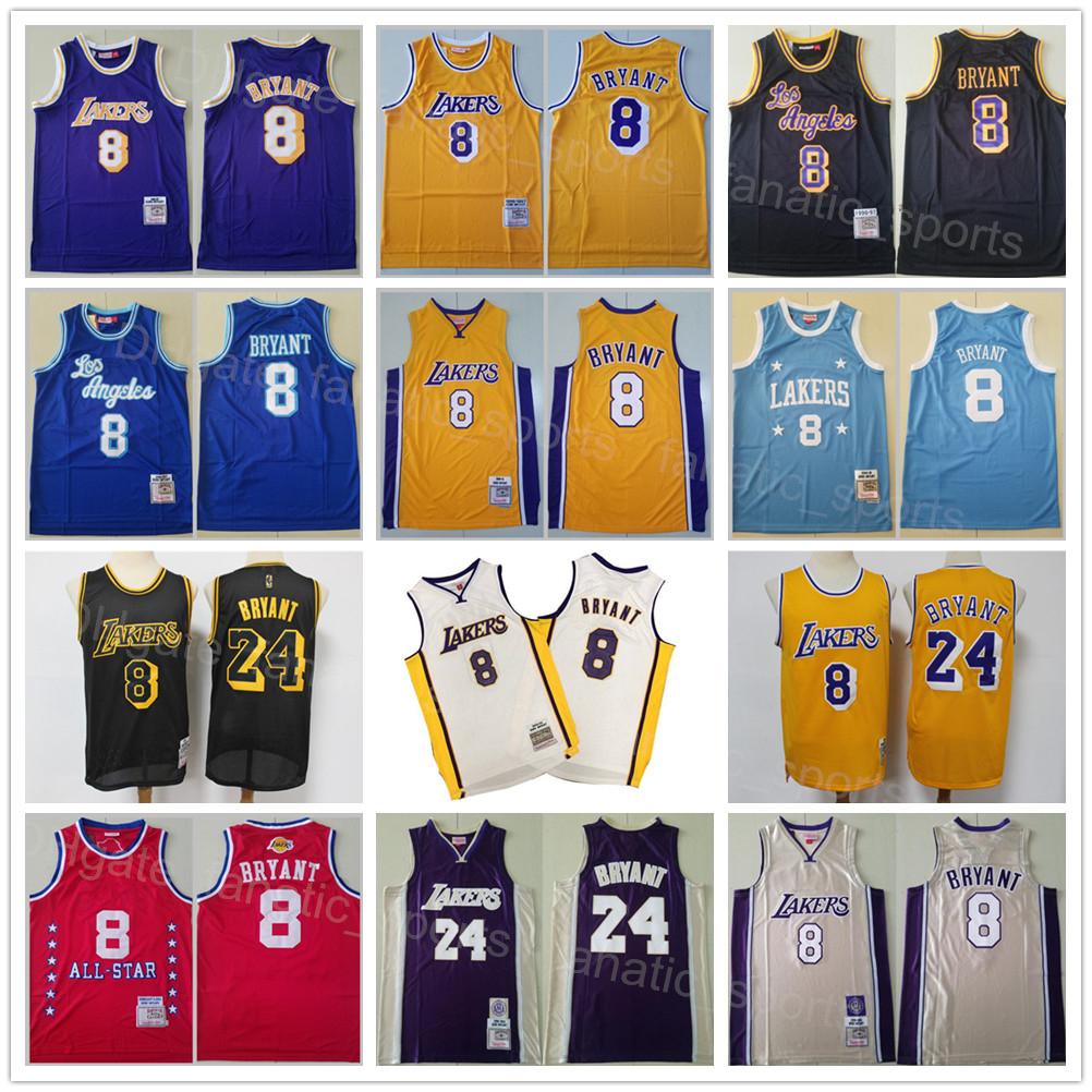 Vintage Basketball Retro Mitchell and Ness Jersey 8 Breathable Team Color Yellow Purple White Black Beige Blue Pure Cotton For Sport Fans Breatha-image-757170257