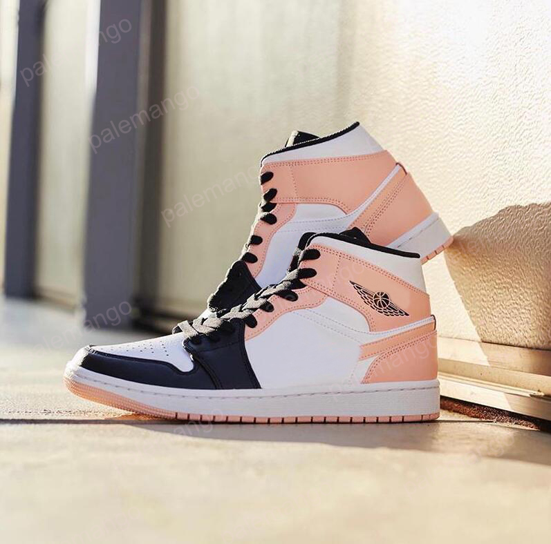 

jumpman 1 Mid Crimson Tint Pink Black Basketball Shoes 1s Women Sneakers High quality 554724 133 Dress Shoe, Customize