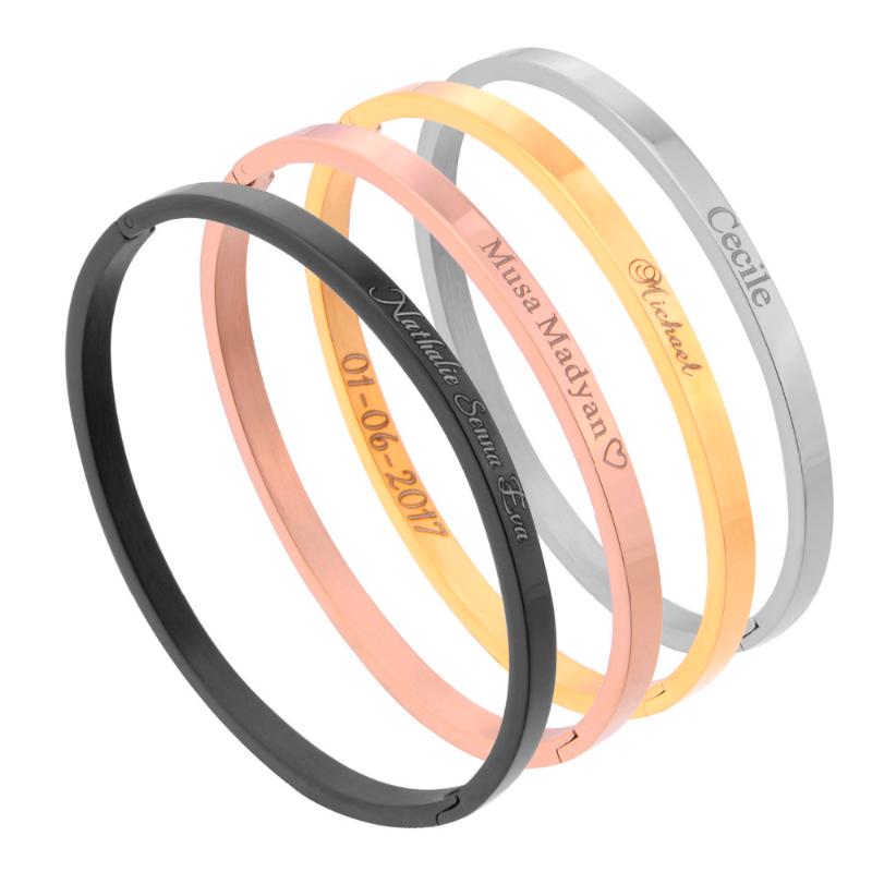 

Bangle Custom Engraved Women Arm Personalized Gold Hand Bangles Bracelets Stainless Steel Wrist Band Jewelry Gifts