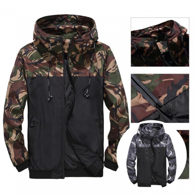 

Men's Jackets Loose Stylish Camouflage Sweatshirt Quick Dry Men Jacket Pockets For WorkMen's, Grey