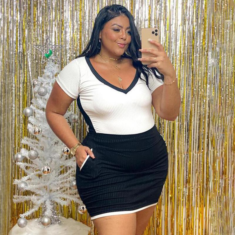 

Plus Size Dresses Sexy Dress Woman Clothing Wholesale Fashion Bodycon V Neck Sling Stretch Casual Maxi For Women DropPlus, White
