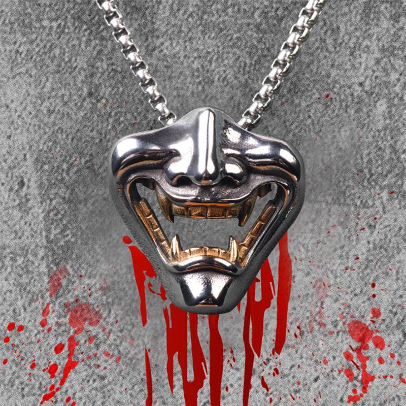 

Pendant Necklaces Samurai Fang Demon Men's Necklace Chain Gothic Punk Boyfriend Jewelry Creative Gifts WholesalePendant NecklacesPendant