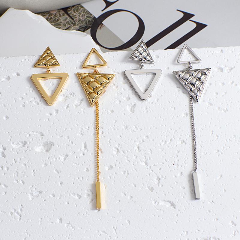 

Dangle & Chandelier Lifefontier Punk Asymmetry Gold Silver Color Triangle Long Chain Earring For Women 2022 Fashion Statement Drop Earrings