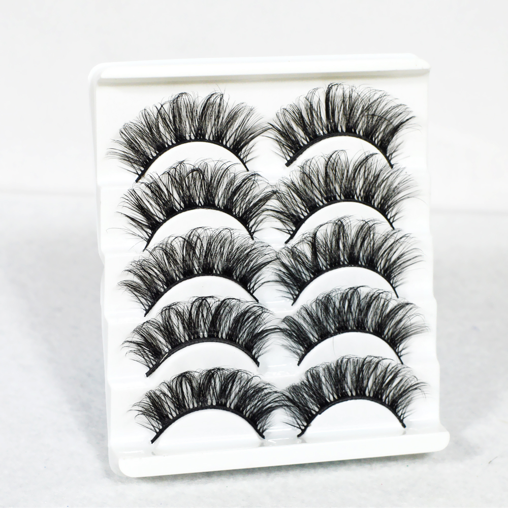 

5 Pairs False Eyelashes 3D Faux Mink Hair Eyelash extension Fluffy Soft Wispy Cross Dramatic Volume Reusable Natural Thick Long fake Lashes beauty Wholesales cilia
