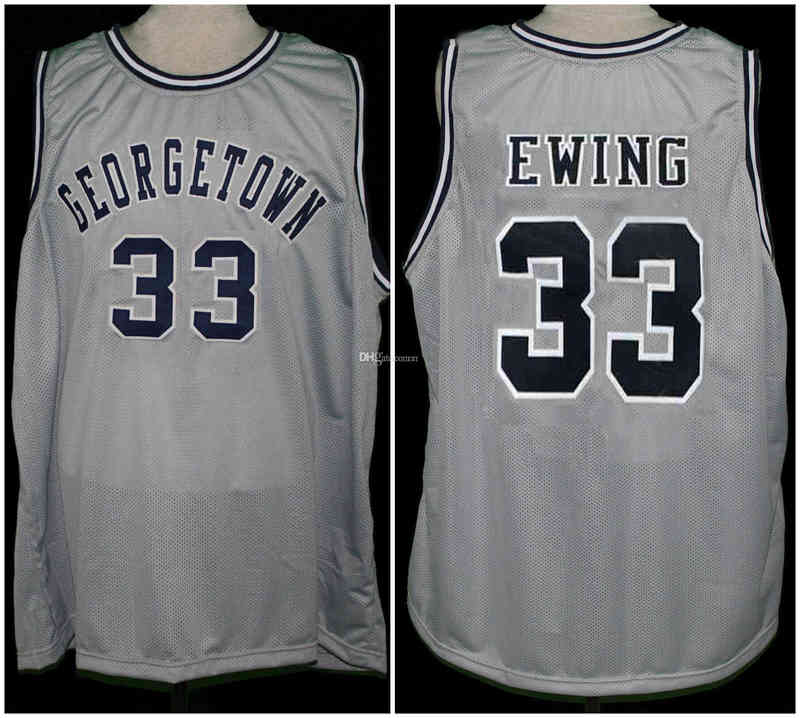 

#33 Georgetown Hoyas College Patrick Ewing Grey Retro Basketball Jersey Mens Stitched Custom Any Number Name Jerseys