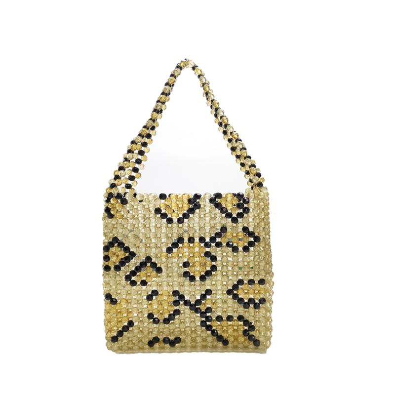 

Evening Bags Yellow Striped Pearl Bag With Exclusive Design SummerEvening, As picture