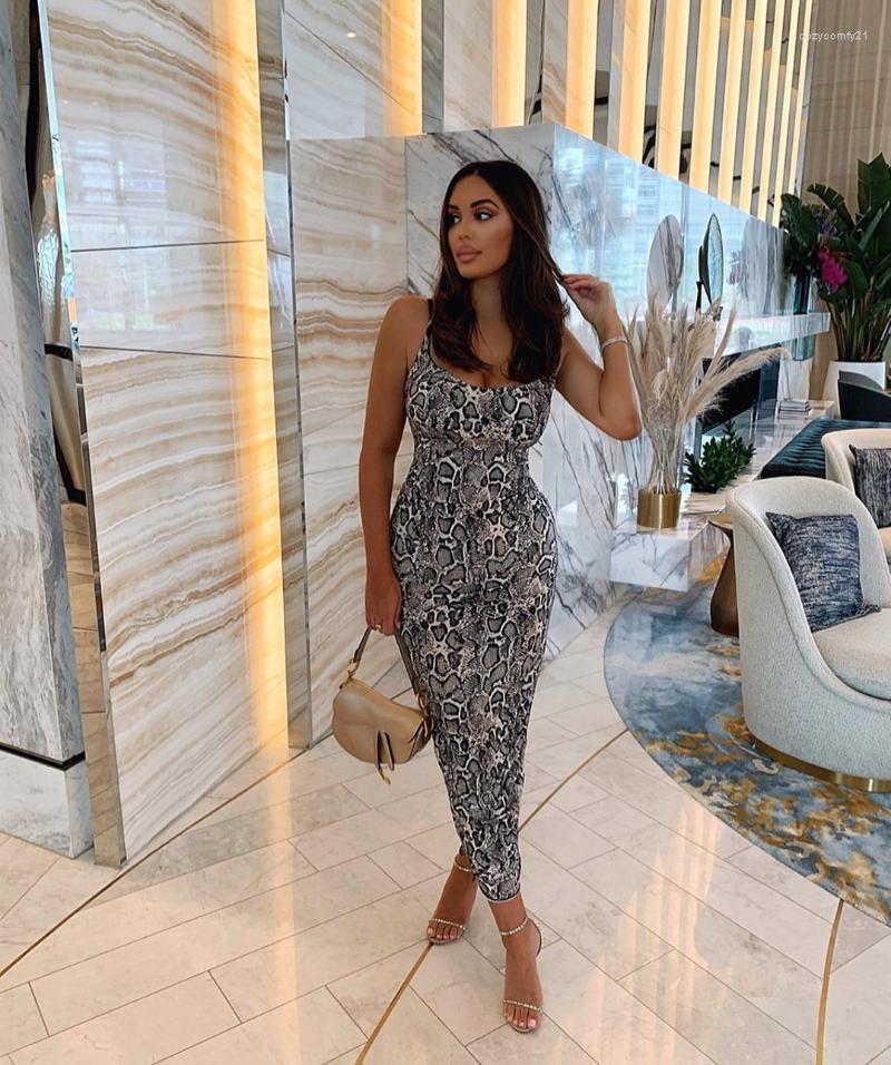 

Casual Dresses Donsignet Fashion Women's Dress Summer Strapless Round Neck Pullover Sexy Snake Print Backless Sling Pleated, Serpentine