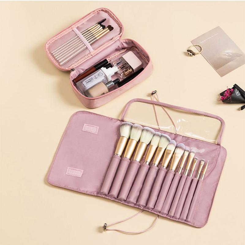 

Cosmetic Bags & Cases Removable Makeup Bag Waterproof Brush Organizer Travel Fold Tools Females Storage Make Up CasesCosmetic, Pink single pouch