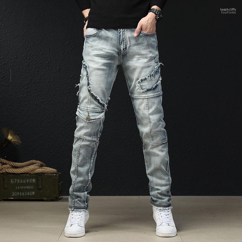 

Men's Jeans Men Male Classic Fashions Pants Denim Biker Pant Elastic Slim Fit Baggy Straight Trousers Designer Ripped Y11Men's Heat22, Black