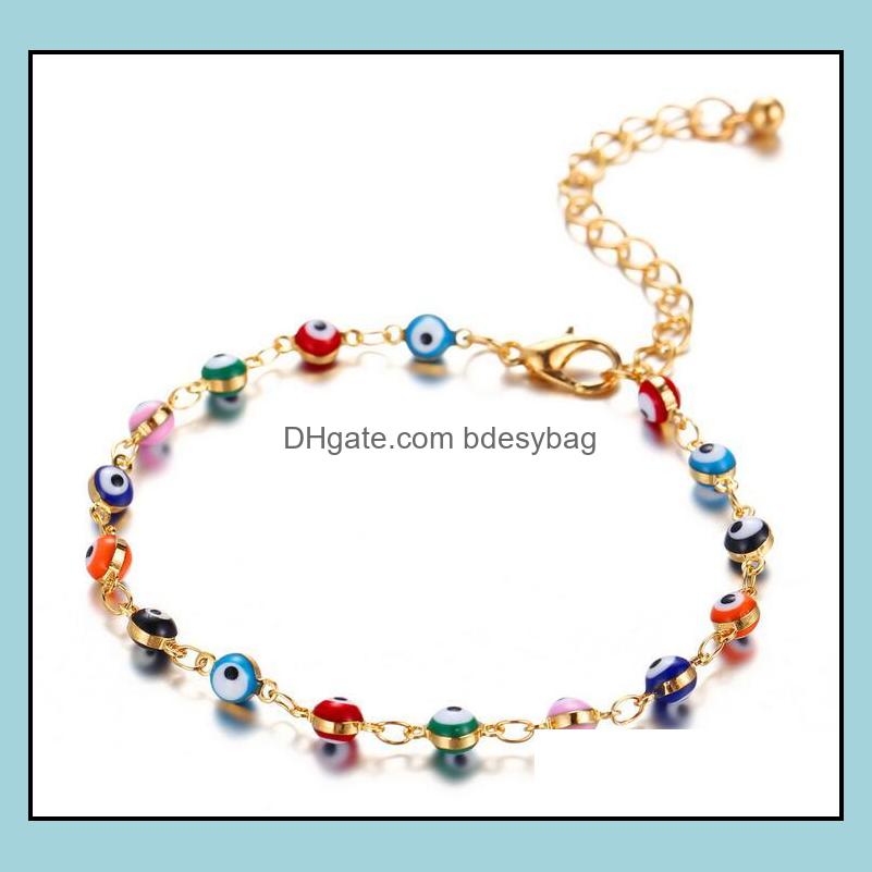 

Anklets Jewelry Bohemian Colorf Evil Eye Beads For Women Gold Sier Color Summer Ocean Beach Ankle Bracelet Foot Leg Chain Drop Delivery 2021