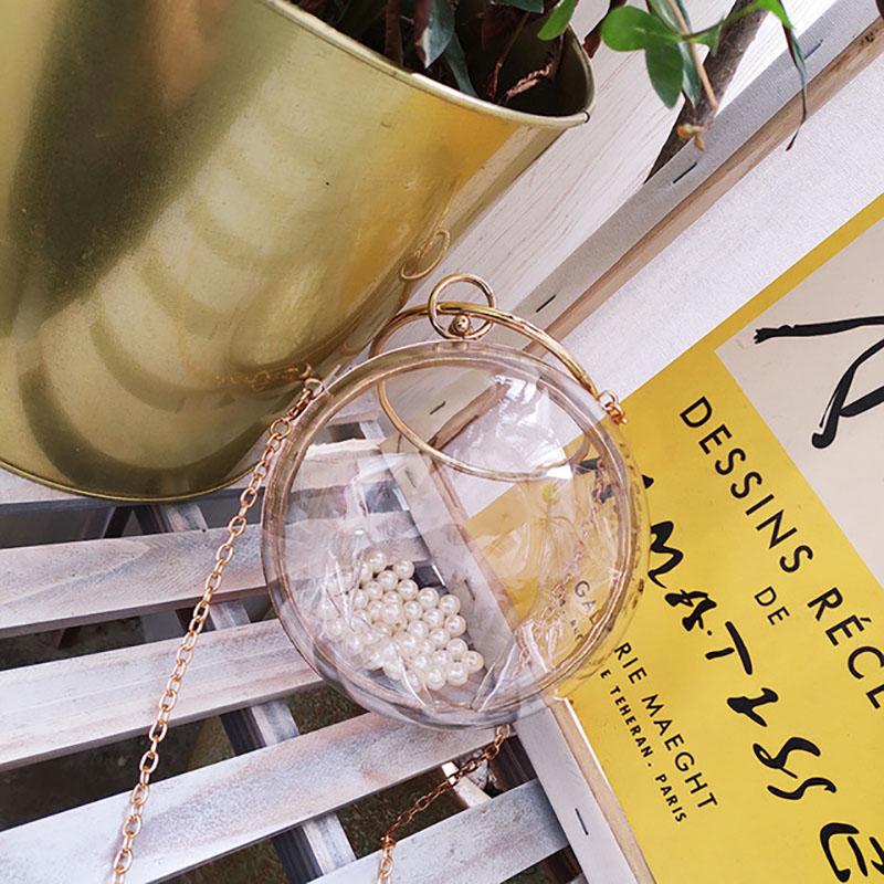 

Evening Bags Cute Lovely Funny Bag Gold Clutch Red Ball Shaped Ladies Handbag Women Round Shoulder Wedding, White