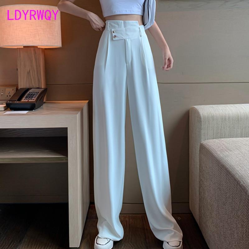 

Men' Pants 2022 Women Spring And Autumn High Waist-down Style Suit Wide Leg Loose Waist-tight, Black