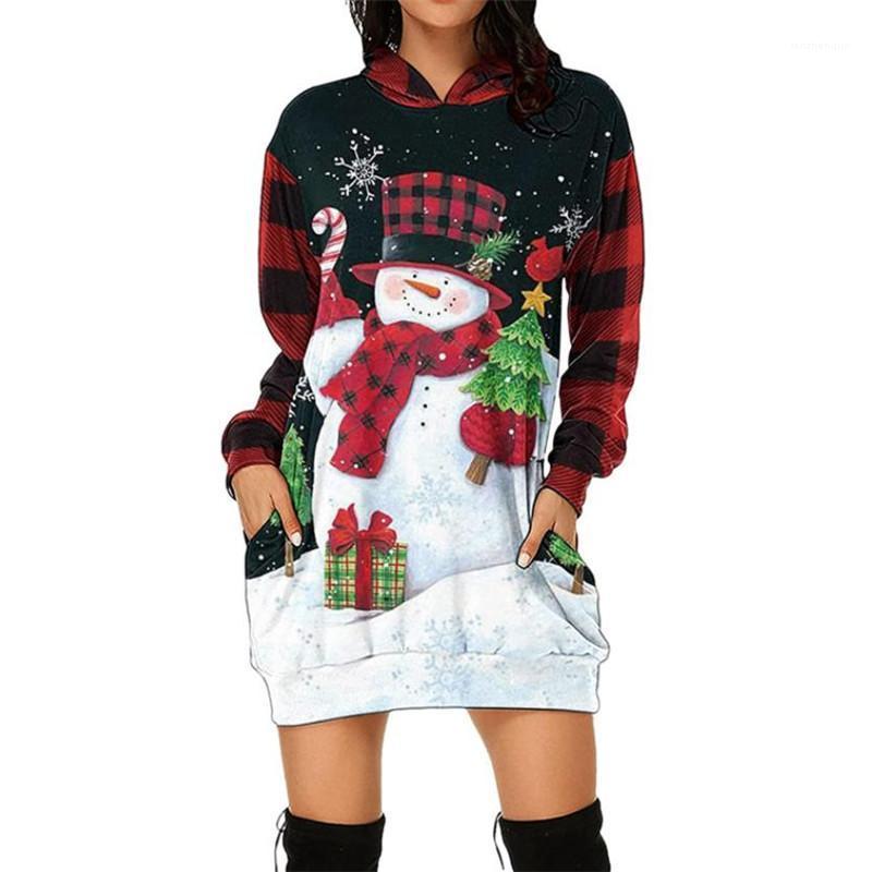 

Casual Dresses Christmas Hoodies Women Autumn Winter Long Sleeve Elegant Y2k Cartoon Print Sweatshirt Dress For Year 2022