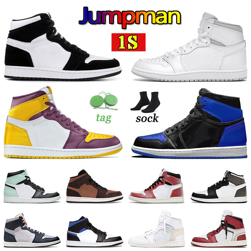 

Fashion Jumpman 1 1s men women casual shoes off 2022 new suede twist black white neutral grey mid dark chocolate racer game royal blue sandedd purple sneakers trainers, A02 36-46 suede twist