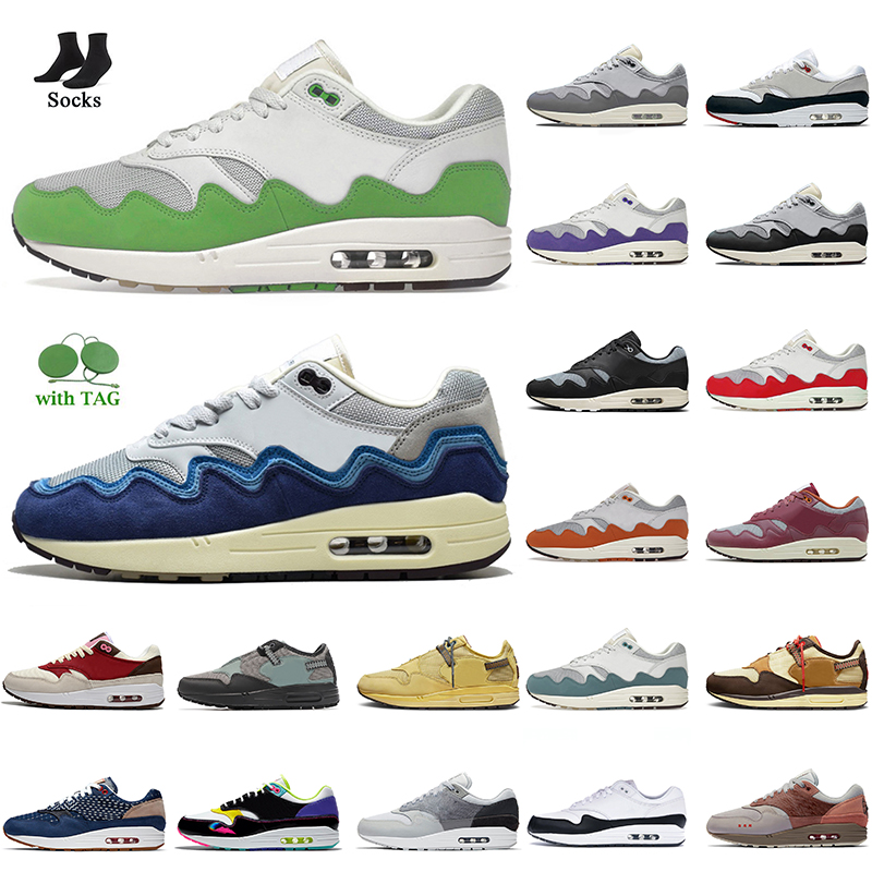 

Patta 1 Women Mens Running Shoes With Socks 87 Designer Sneakers Grey Black Green Red Monarch Obsidian OG Anniversary Kiss of Death Windbreaker Trainers Sports, C11 iridescent 36-45