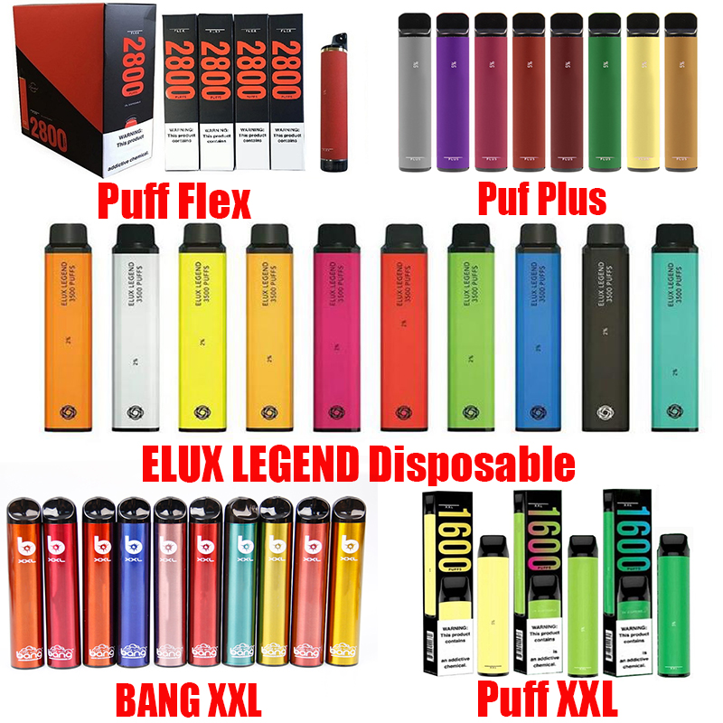 

ELUX LEGEND Bang XXL Puff Max FLEX Plus Disposable Pod E-cigarette Device Kit 800 1600 2000 2800 3500 Puffs Prefilled Cartridge Vape Pen VS ELF BAR 1500 600