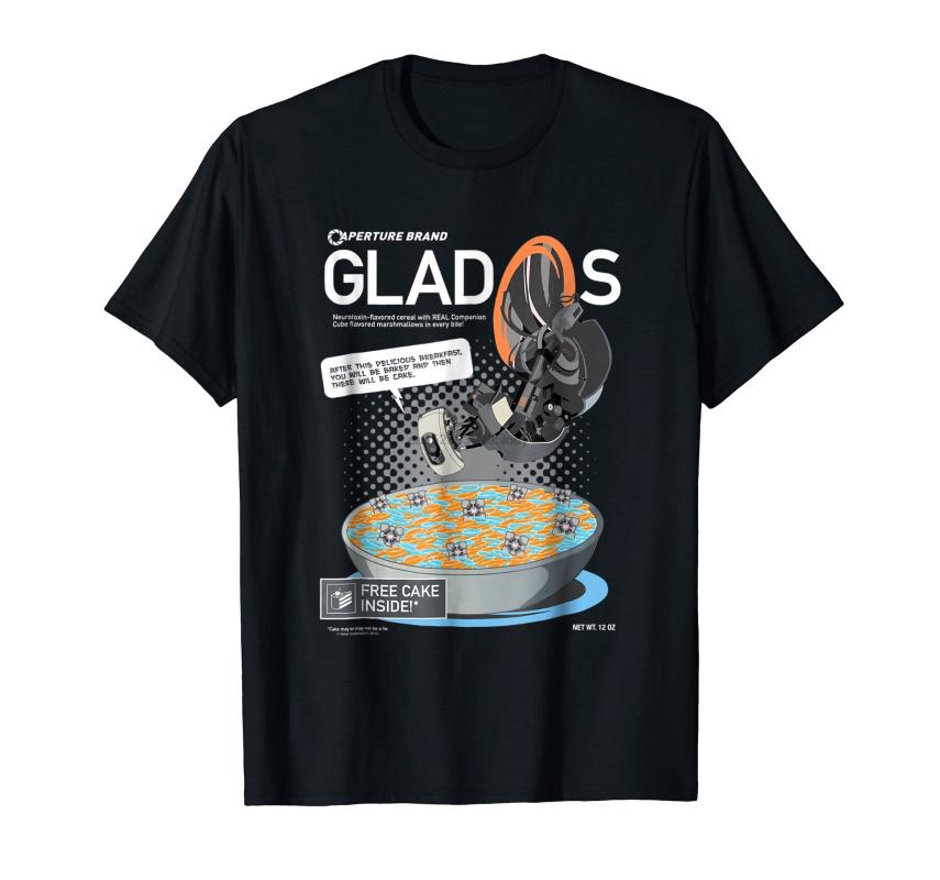 

Men's T-Shirts Portal 2 Glados Cereal T-Shirt Ptl004Men's, 0305142-gray