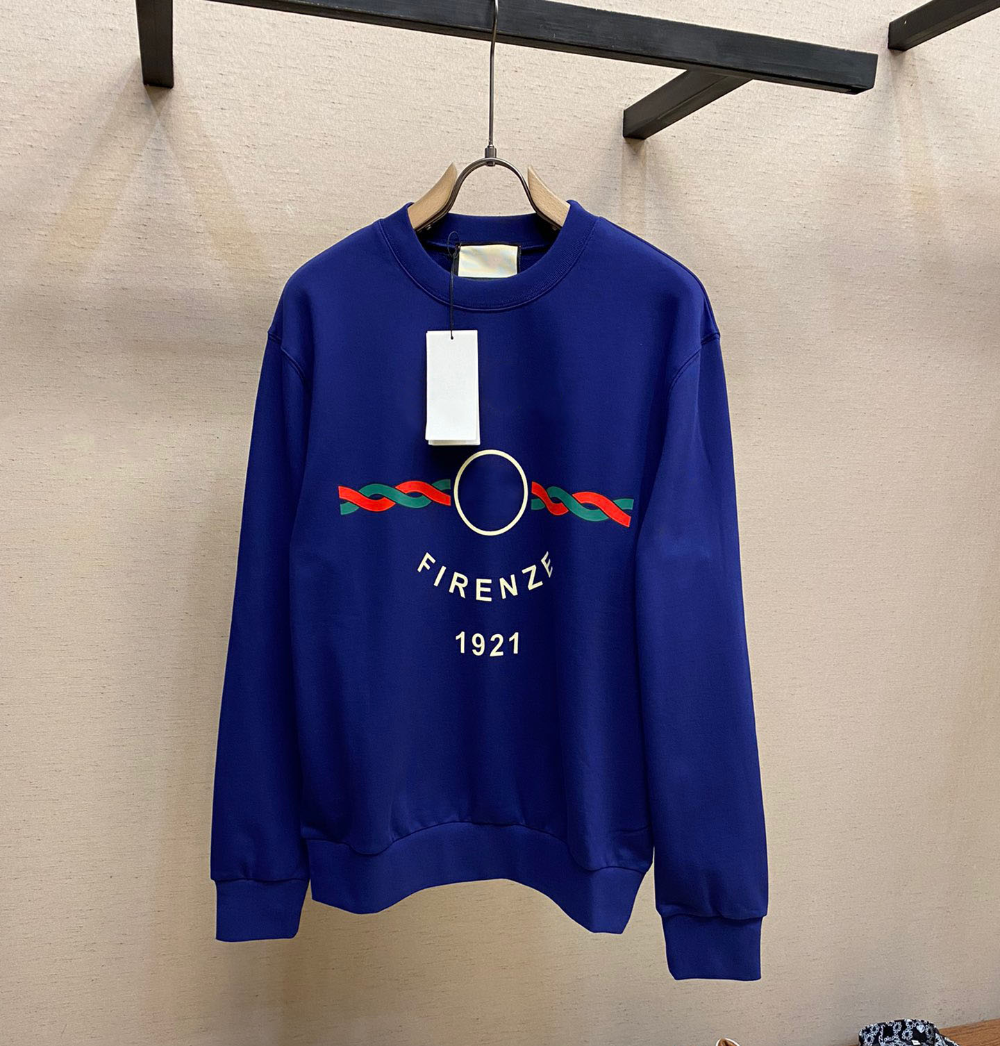 

New AOP jacquard letter knitted sweater in autumn / winter 2022acquard knitting machine e Custom jnlarged detail crew neck cotton rdws, Blue