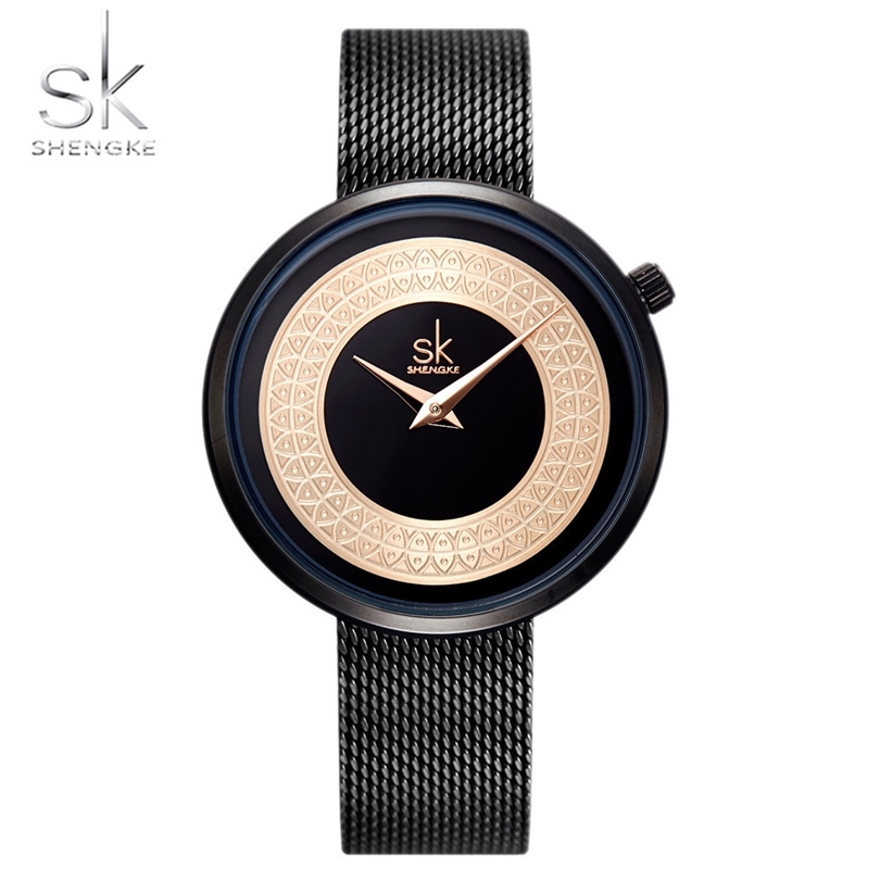

Shengke Women Watches Characteristic Texture Fashion Casual Quartz Female Watches Bayan Kol Saati Wristwatches Reloj Mujer 201114, Black 01