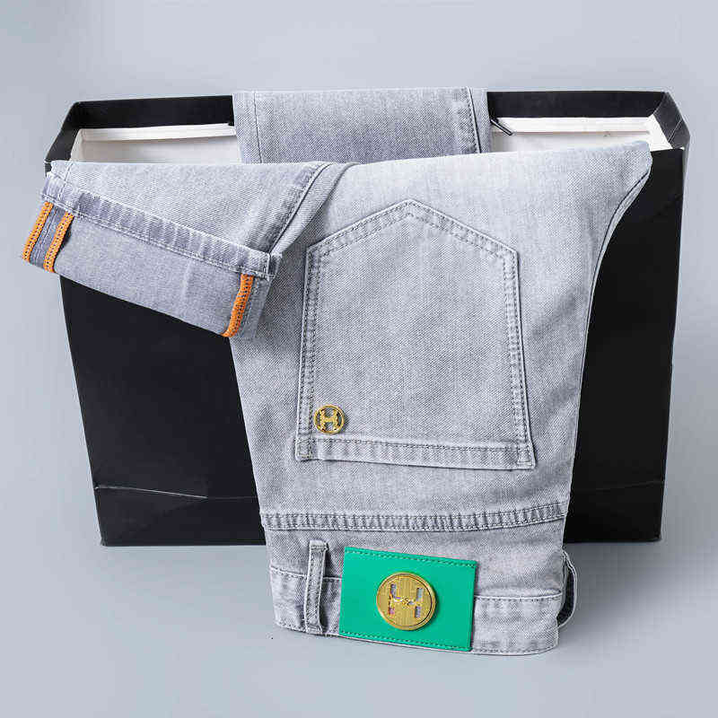 Qualité High Jeans Hommes Printemps Simple Tendance De La Mode Polyvalent Élastique Slim Fit Petite Jambe Pantalon Droit