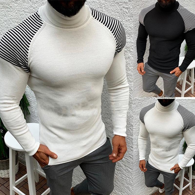 

Men' Sweaters European And American Autumn Winter Slim Fit Long Sleeve Pullover High Neck Sweater Top MaleMen' Olga22, Black