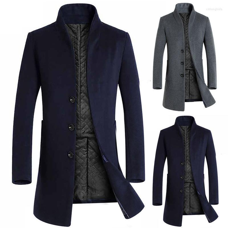 Men&#039;s Trench Coats Autumn Winter Casual Solid Colors Long Sleeve Single-breasted Stand Collar Windbreaker Coat Outwear#g3Men&#039;s-image-796752165