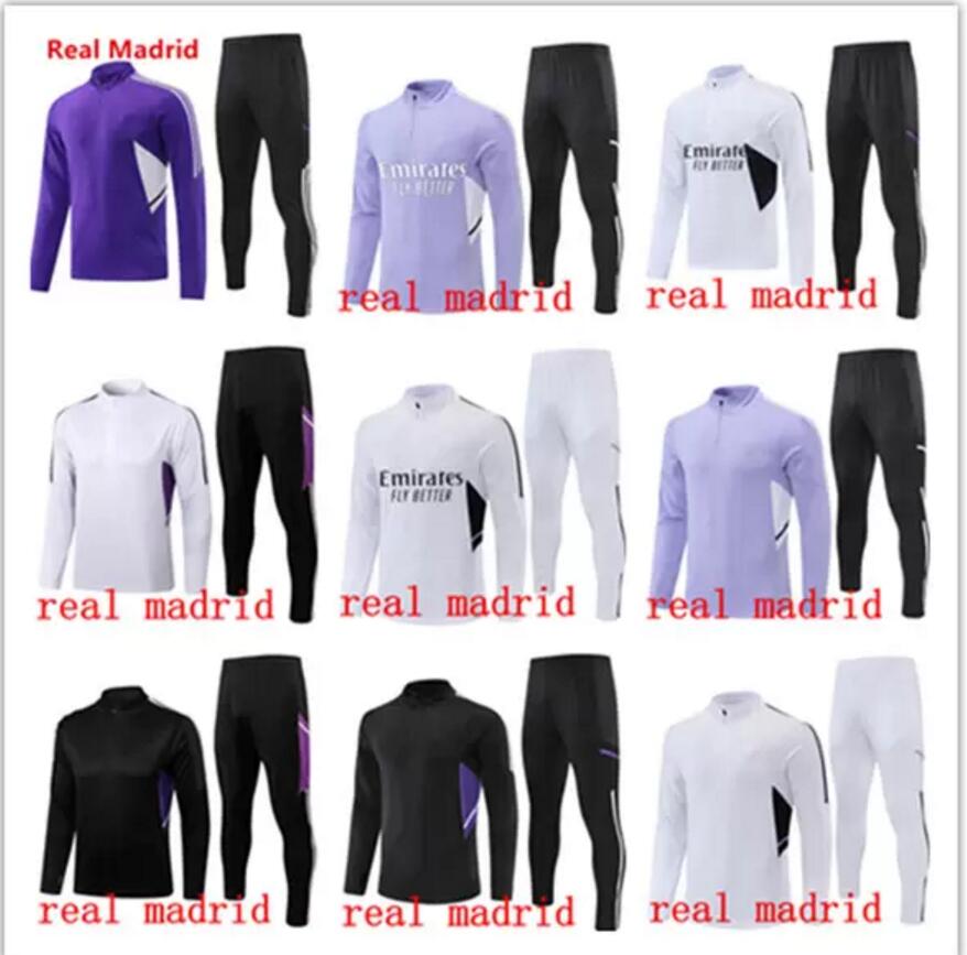 

2022 2023 Real Madrids TRACKSUIT set TRAINING suit 22/23 men and kids football jacket chandal futbol survetement, White