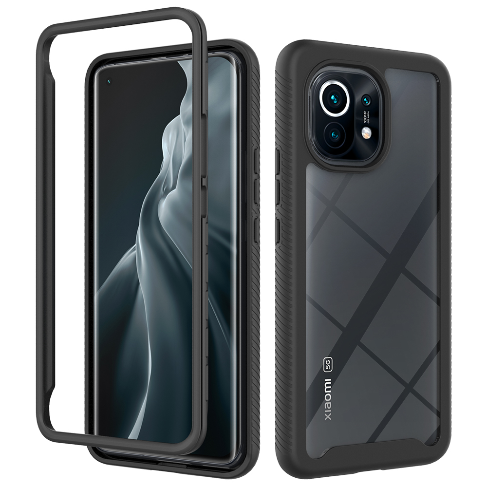 

Hybrid Robust Soft Hard Plastic Armor Tpu Frame Shockproof Cases For Xiaomi Mi 11 5g 6.81 Inch Transparent Acrylic Back Cover, Black