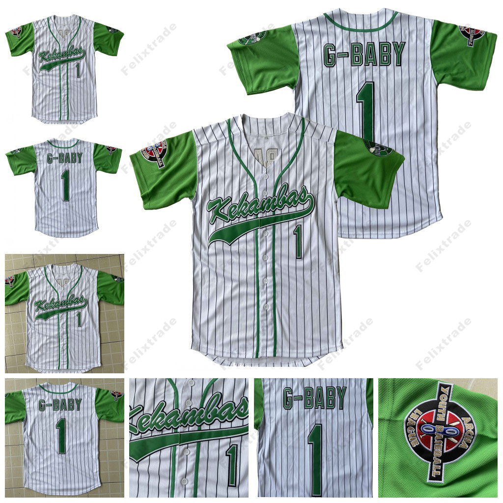 

G Baby 1 Jarius Evans Kekambas Jersey 9 Miles Pennfield ii 'Big Poppa' 6 Player ARCHA Archa High Quality Patch Baseball Jerseys White Stripe and Green, Any name and any number