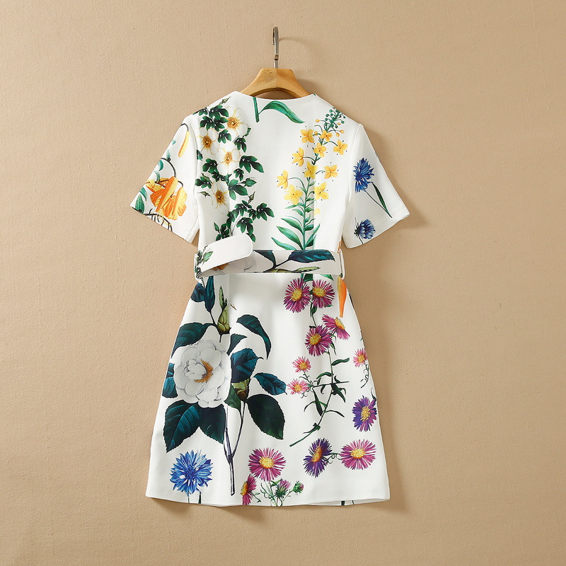 100177 XXL 2024 Runway Dress SPring Summer Dress Crew Neck Beads Brand Same Style Womens Dress Fashion High Quality SH-image-942618173