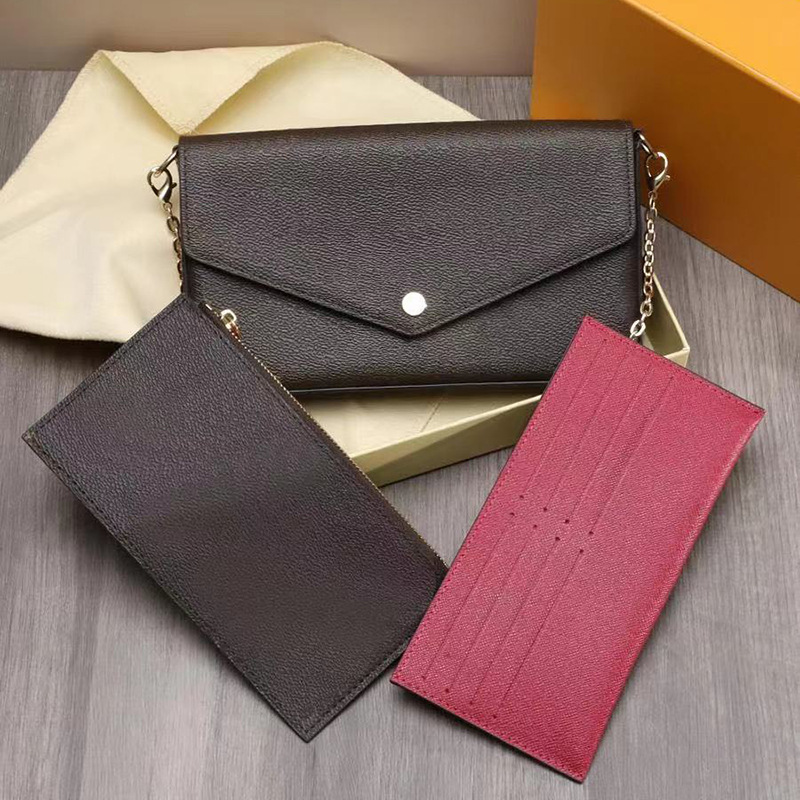 

Designer Handbag Purse Women Shoulder Bag 3pcs/set with Box Embossed Flower High Quality Genuine Leather Clutch Crossbody Messenger Bags Chain Coin Pouch Tote, Fast delivery