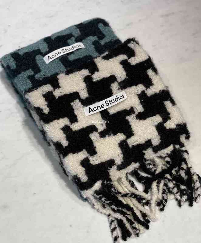 

Designer Scarves Acne studios tassel thousand bird check alpaca wool blend scarf