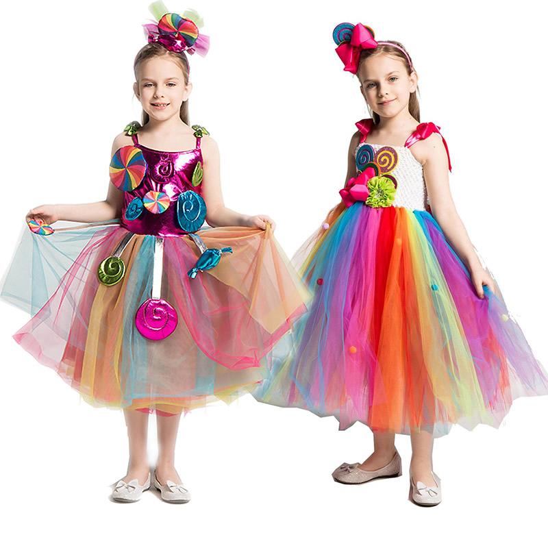 

Girl's Dresses Girls Rainbow Candy Dress Kids Lollipop Modeling Frock Baby Girl Performance Costumes Summer Children Birthday Party ClothesG, Girls candy dress 1